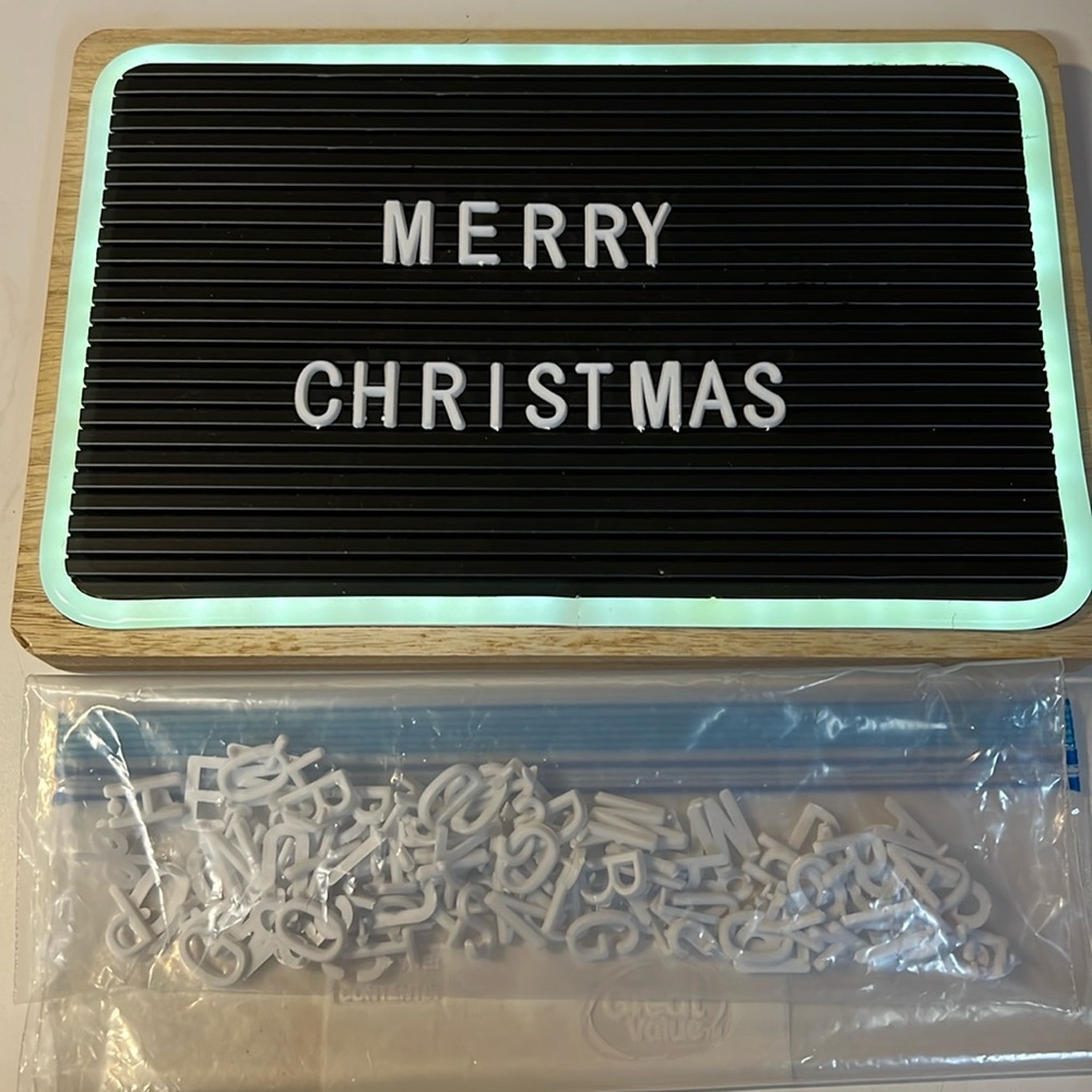 Light up letter board with letters